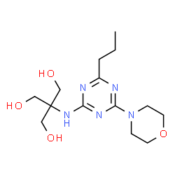 ChemSpider 2D Image | 2-(Hydroxymethyl)-2-{[4-(4-morpholinyl)-6-propyl-1,3,5-triazin-2-yl]amino}-1,3-propanediol | C14H25N5O4