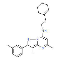 ChemSpider 2D Image | N-[2-(1-Cyclohexen-1-yl)ethyl]-3,5-dimethyl-2-(3-methylphenyl)pyrazolo[1,5-a]pyrimidin-7-amine | C23H28N4