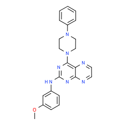 ChemSpider 2D Image | N-(3-Methoxyphenyl)-4-(4-phenyl-1-piperazinyl)-2-pteridinamine | C23H23N7O
