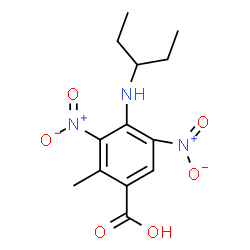 ChemSpider 2D Image | 2-Methyl-3,5-dinitro-4-[(pentan-3-yl)amino]benzoic acid | C13H17N3O6