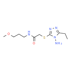 ChemSpider 2D Image | 2-[(4-Amino-5-ethyl-4H-1,2,4-triazol-3-yl)sulfanyl]-N-(3-methoxypropyl)acetamide | C10H19N5O2S