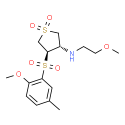 ChemSpider 2D Image | (3S,4R)-N-(2-Methoxyethyl)-4-[(2-methoxy-5-methylphenyl)sulfonyl]tetrahydro-3-thiophenamine 1,1-dioxide | C15H23NO6S2