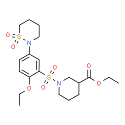ChemSpider 2D Image | Ethyl 1-{[5-(1,1-dioxido-1,2-thiazinan-2-yl)-2-ethoxyphenyl]sulfonyl}-3-piperidinecarboxylate | C20H30N2O7S2