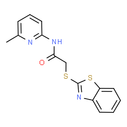 ChemSpider 2D Image | 2-(1,3-Benzothiazol-2-ylsulfanyl)-N-(6-methyl-2-pyridinyl)acetamide | C15H13N3OS2