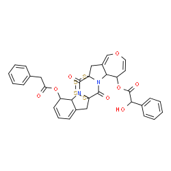 ChemSpider 2D Image | 2,13-Dioxo-16-(2-phenylacetoxy)-8-oxa-22,23,24,25-tetrathia-3,14-diazahexacyclo[10.9.4.0~1,14~.0~3,12~.0~4,10~.0~15,20~]pentacosa-6,9,17,19-tetraen-5-yl hydroxy(phenyl)acetate | C34H28N2O8S4