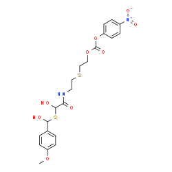 ChemSpider 2D Image | 2-({2-[(Hydroxy{[hydroxy(4-methoxyphenyl)methyl]sulfanyl}acetyl)amino]ethyl}sulfanyl)ethyl 4-nitrophenyl carbonate | C21H24N2O9S2