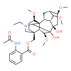 ChemSpider 2D Image | [(6beta,14alpha,16beta,17xi)-20-Ethyl-7,8-dihydroxy-1,6,14,16-tetramethoxyaconitan-4-yl]methyl 2-acetamidobenzoate | C34H48N2O9
