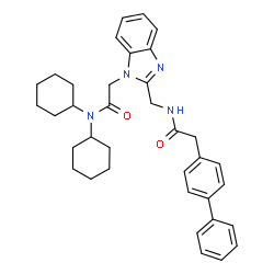 ChemSpider 2D Image | 2-(2-{[(4-Biphenylylacetyl)amino]methyl}-1H-benzimidazol-1-yl)-N,N-dicyclohexylacetamide | C36H42N4O2