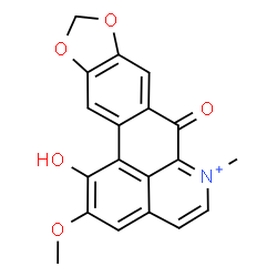 ChemSpider 2D Image | 1-Hydroxy-2-methoxy-6-methyl-7-oxo-7H-benzo[de][1,3]benzodioxolo[5,6-g]quinolin-6-ium | C19H14NO5