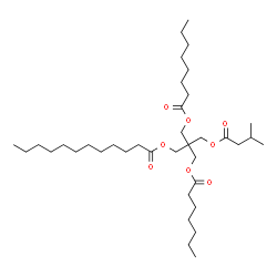 ChemSpider 2D Image | 3-(Heptanoyloxy)-2-{[(3-methylbutanoyl)oxy]methyl}-2-[(octanoyloxy)methyl]propyl laurate | C37H68O8