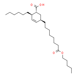 ChemSpider 2D Image | (1R,2R,5R)-2-Hexyl-5-[8-oxo-8-(pentyloxy)octyl]-3-cyclohexene-1-carboxylic acid | C26H46O4