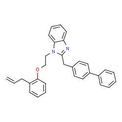 ChemSpider 2D Image | 1-[2-(2-Allylphenoxy)ethyl]-2-(4-biphenylylmethyl)-1H-benzimidazole | C31H28N2O