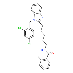 ChemSpider 2D Image | N-{5-[1-(2,4-Dichlorobenzyl)-1H-benzimidazol-2-yl]pentyl}-2-methylbenzamide | C27H27Cl2N3O