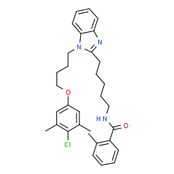 ChemSpider 2D Image | N-(5-{1-[4-(4-Chloro-3,5-dimethylphenoxy)butyl]-1H-benzimidazol-2-yl}pentyl)-2-methylbenzamide | C32H38ClN3O2