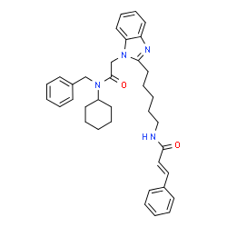 ChemSpider 2D Image | (2E)-N-[5-(1-{2-[Benzyl(cyclohexyl)amino]-2-oxoethyl}-1H-benzimidazol-2-yl)pentyl]-3-phenylacrylamide | C36H42N4O2