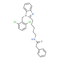 ChemSpider 2D Image | N-{5-[1-(2,6-Dichlorobenzyl)-1H-benzimidazol-2-yl]pentyl}-2-phenylacetamide | C27H27Cl2N3O