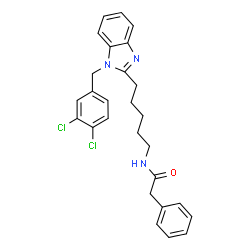 ChemSpider 2D Image | N-{5-[1-(3,4-Dichlorobenzyl)-1H-benzimidazol-2-yl]pentyl}-2-phenylacetamide | C27H27Cl2N3O