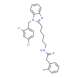 ChemSpider 2D Image | N-{5-[1-(2,4-Dichlorobenzyl)-1H-benzimidazol-2-yl]pentyl}-2-(2-methylphenyl)acetamide | C28H29Cl2N3O