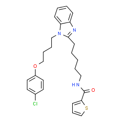 ChemSpider 2D Image | N-(5-{1-[4-(4-Chlorophenoxy)butyl]-1H-benzimidazol-2-yl}pentyl)-2-thiophenecarboxamide | C27H30ClN3O2S