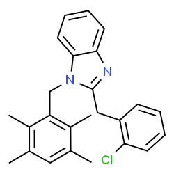 ChemSpider 2D Image | 2-(2-Chlorobenzyl)-1-(2,3,5,6-tetramethylbenzyl)-1H-benzimidazole | C25H25ClN2