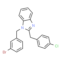 ChemSpider 2D Image | 1-(3-Bromobenzyl)-2-(4-chlorobenzyl)-1H-benzimidazole | C21H16BrClN2