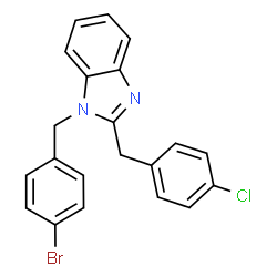 ChemSpider 2D Image | 1-(4-Bromobenzyl)-2-(4-chlorobenzyl)-1H-benzimidazole | C21H16BrClN2