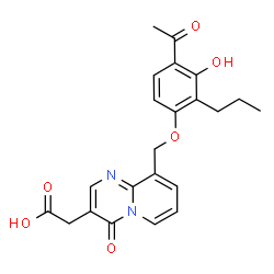 ChemSpider 2D Image | {9-[(4-Acetyl-3-hydroxy-2-propylphenoxy)methyl]-4-oxo-4H-pyrido[1,2-a]pyrimidin-3-yl}acetic acid | C22H22N2O6