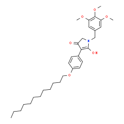 ChemSpider 2D Image | 4-[4-(Dodecyloxy)phenyl]-5-hydroxy-1-(3,4,5-trimethoxybenzyl)-1,2-dihydro-3H-pyrrol-3-one | C32H45NO6