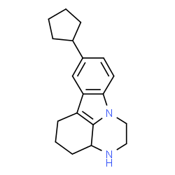 ChemSpider 2D Image | 8-Cyclopentyl-2,3,3a,4,5,6-hexahydro-1H-pyrazino[3,2,1-jk]carbazole | C19H24N2