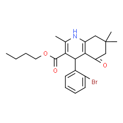 ChemSpider 2D Image | Butyl 4-(2-bromophenyl)-2,7,7-trimethyl-5-oxo-1,4,5,6,7,8-hexahydro-3-quinolinecarboxylate | C23H28BrNO3
