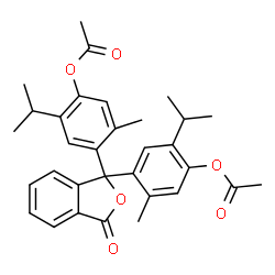 ChemSpider 2D Image | (3-Oxo-1,3-dihydro-2-benzofuran-1,1-diyl)bis-2-isopropyl-5-methyl-4,1-phenylene diacetate | C32H34O6