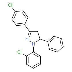 ChemSpider 2D Image | 1-(2-Chlorophenyl)-3-(4-chlorophenyl)-5-phenyl-4,5-dihydro-1H-pyrazole | C21H16Cl2N2