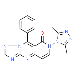 ChemSpider 2D Image | 7-(3,5-Dimethyl-4H-1,2,4-triazol-4-yl)-9-phenylpyrido[4,3-d][1,2,4]triazolo[1,5-a]pyrimidin-8(7H)-one | C18H14N8O