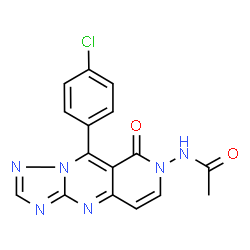 ChemSpider 2D Image | N-[9-(4-Chlorophenyl)-8-oxopyrido[4,3-d][1,2,4]triazolo[1,5-a]pyrimidin-7(8H)-yl]acetamide | C16H11ClN6O2