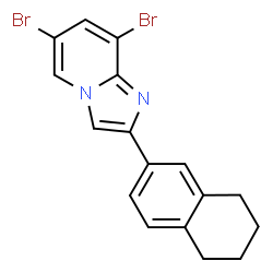 ChemSpider 2D Image | 6,8-Dibromo-2-(5,6,7,8-tetrahydro-2-naphthalenyl)imidazo[1,2-a]pyridine | C17H14Br2N2