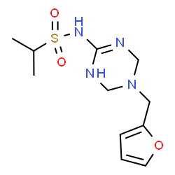 ChemSpider 2D Image | N-[5-(2-Furylmethyl)-1,4,5,6-tetrahydro-1,3,5-triazin-2-yl]-2-propanesulfonamide | C11H18N4O3S