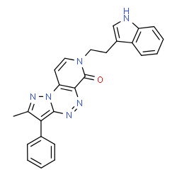 ChemSpider 2D Image | 7-[2-(1H-Indol-3-yl)ethyl]-2-methyl-3-phenylpyrazolo[5,1-c]pyrido[4,3-e][1,2,4]triazin-6(7H)-one | C25H20N6O