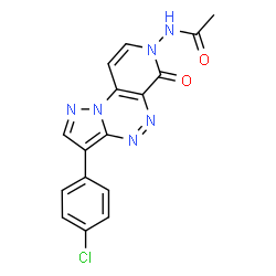 ChemSpider 2D Image | N-[3-(4-Chlorophenyl)-6-oxopyrazolo[5,1-c]pyrido[4,3-e][1,2,4]triazin-7(6H)-yl]acetamide | C16H11ClN6O2