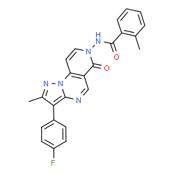 ChemSpider 2D Image | N-[3-(4-Fluorophenyl)-2-methyl-6-oxopyrazolo[1,5-a]pyrido[3,4-e]pyrimidin-7(6H)-yl]-2-methylbenzamide | C24H18FN5O2