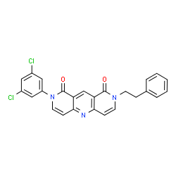 ChemSpider 2D Image | 2-(3,5-Dichlorophenyl)-8-(2-phenylethyl)pyrido[4,3-b][1,6]naphthyridine-1,9(2H,8H)-dione | C25H17Cl2N3O2