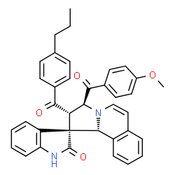 ChemSpider 2D Image | (2'S,3S,3'S,10b'R)-3'-(4-Methoxybenzoyl)-2'-(4-propylbenzoyl)-2',3'-dihydro-10b'H-spiro[indole-3,1'-pyrrolo[2,1-a]isoquinolin]-2(1H)-one | C37H32N2O4