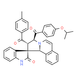 ChemSpider 2D Image | (2'S,3S,3'S,10b'R)-3'-(4-Isopropoxybenzoyl)-2'-(4-methylbenzoyl)-2',3'-dihydro-10b'H-spiro[indole-3,1'-pyrrolo[2,1-a]isoquinolin]-2(1H)-one | C37H32N2O4
