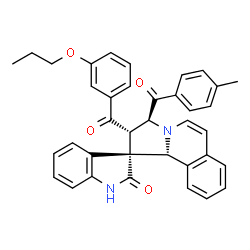 ChemSpider 2D Image | (2'S,3S,3'S,10b'R)-3'-(4-Methylbenzoyl)-2'-(3-propoxybenzoyl)-2',3'-dihydro-10b'H-spiro[indole-3,1'-pyrrolo[2,1-a]isoquinolin]-2(1H)-one | C37H32N2O4