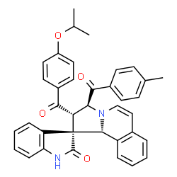 ChemSpider 2D Image | (2'S,3S,3'S,10b'R)-2'-(4-Isopropoxybenzoyl)-3'-(4-methylbenzoyl)-2',3'-dihydro-10b'H-spiro[indole-3,1'-pyrrolo[2,1-a]isoquinolin]-2(1H)-one | C37H32N2O4