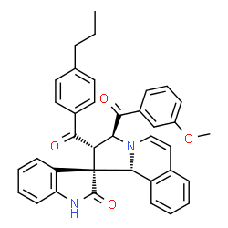 ChemSpider 2D Image | (2'S,3S,3'S,10b'R)-3'-(3-Methoxybenzoyl)-2'-(4-propylbenzoyl)-2',3'-dihydro-10b'H-spiro[indole-3,1'-pyrrolo[2,1-a]isoquinolin]-2(1H)-one | C37H32N2O4