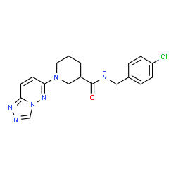 ChemSpider 2D Image | N-(4-Chlorobenzyl)-1-([1,2,4]triazolo[4,3-b]pyridazin-6-yl)-3-piperidinecarboxamide | C18H19ClN6O