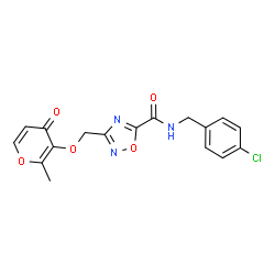 ChemSpider 2D Image | N-(4-Chlorobenzyl)-3-{[(2-methyl-4-oxo-4H-pyran-3-yl)oxy]methyl}-1,2,4-oxadiazole-5-carboxamide | C17H14ClN3O5