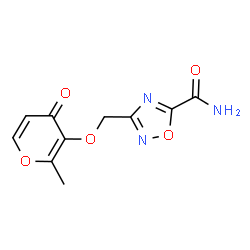 ChemSpider 2D Image | 3-{[(2-Methyl-4-oxo-4H-pyran-3-yl)oxy]methyl}-1,2,4-oxadiazole-5-carboxamide | C10H9N3O5