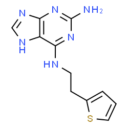 ChemSpider 2D Image | N~6~-[2-(2-Thienyl)ethyl]-3H-purine-2,6-diamine | C11H12N6S