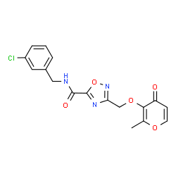 ChemSpider 2D Image | N-(3-Chlorobenzyl)-3-{[(2-methyl-4-oxo-4H-pyran-3-yl)oxy]methyl}-1,2,4-oxadiazole-5-carboxamide | C17H14ClN3O5